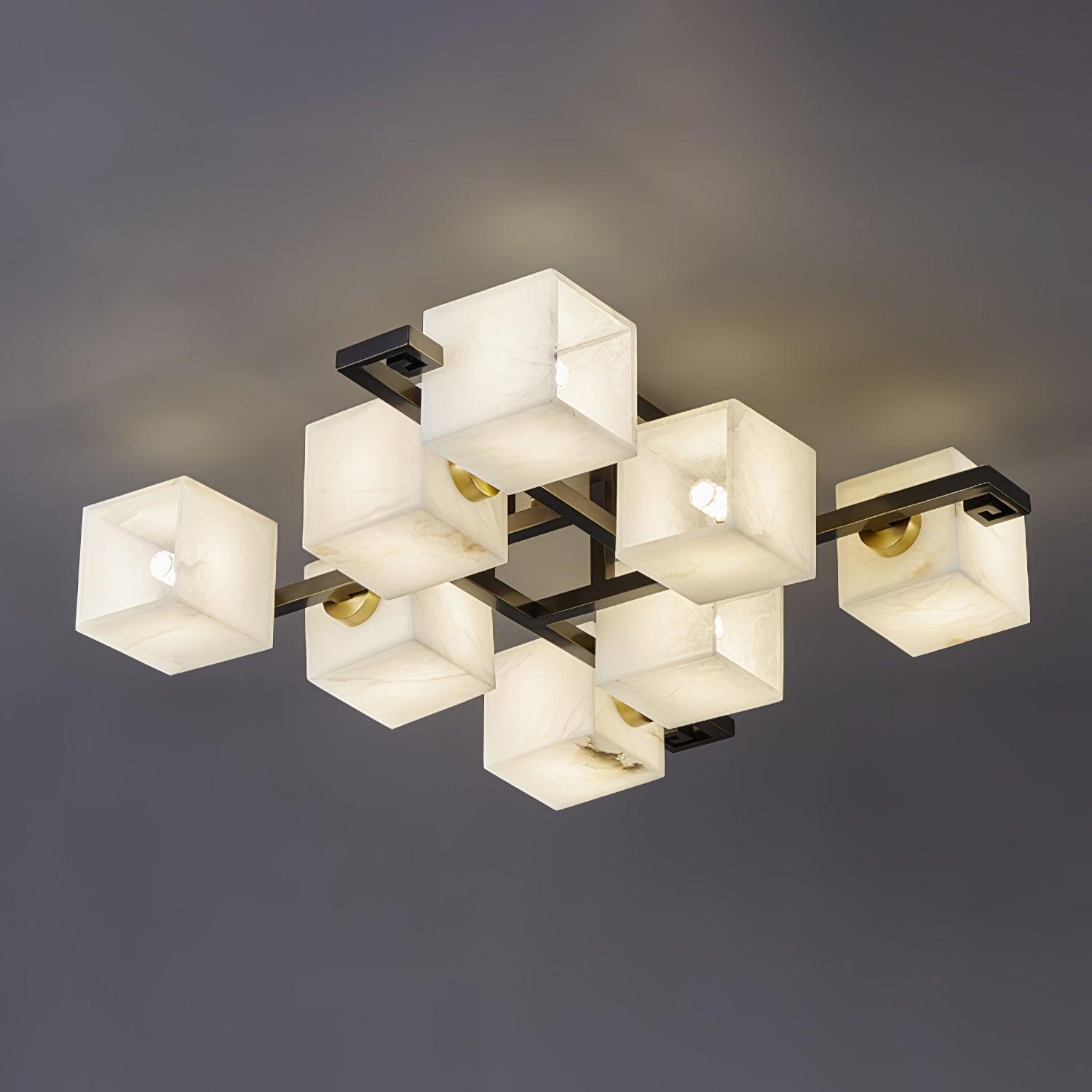 Cubist Alabaster Cluster Ceiling Lamp - by Blushlighting