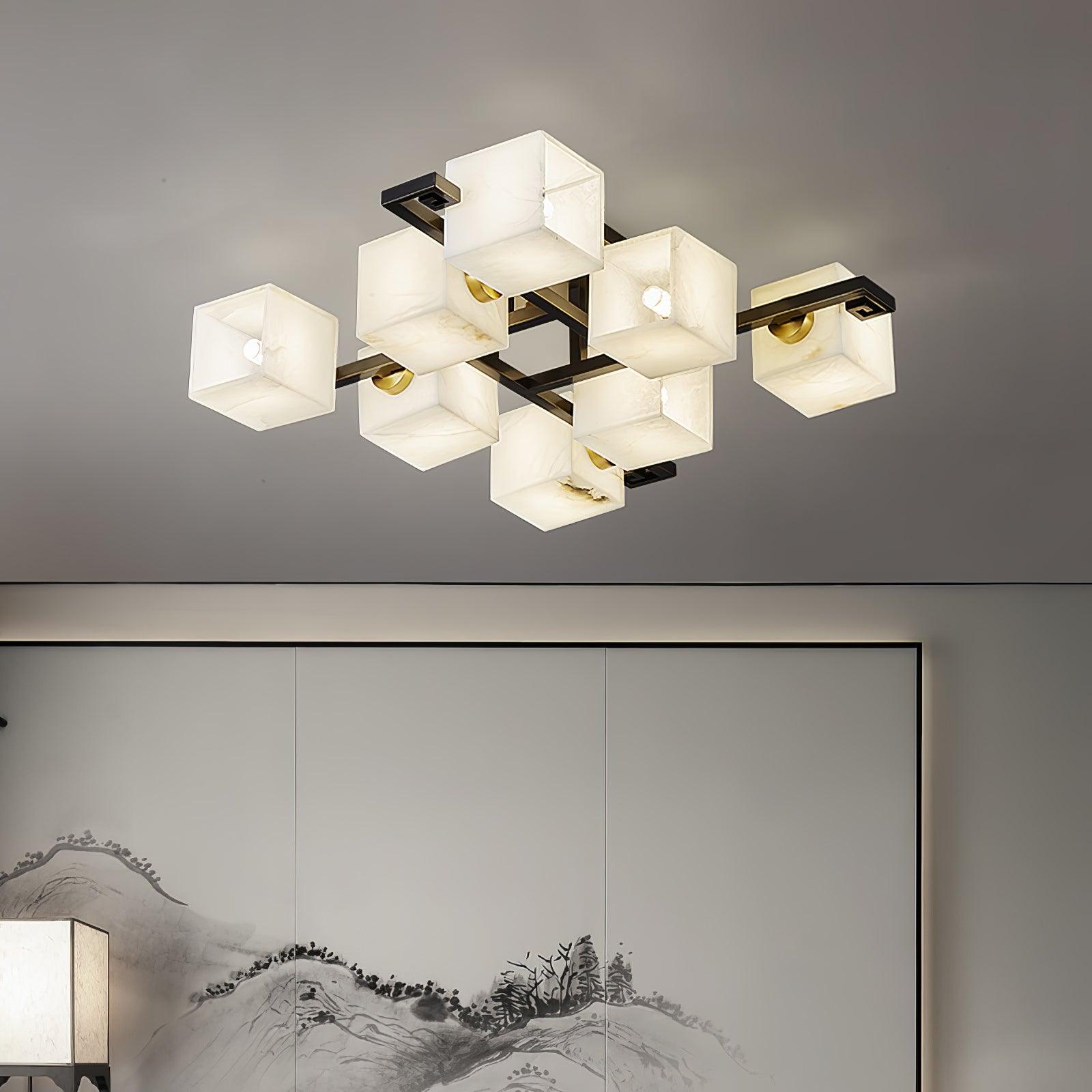 Cubist Alabaster Cluster Ceiling Lamp - by Blushlighting