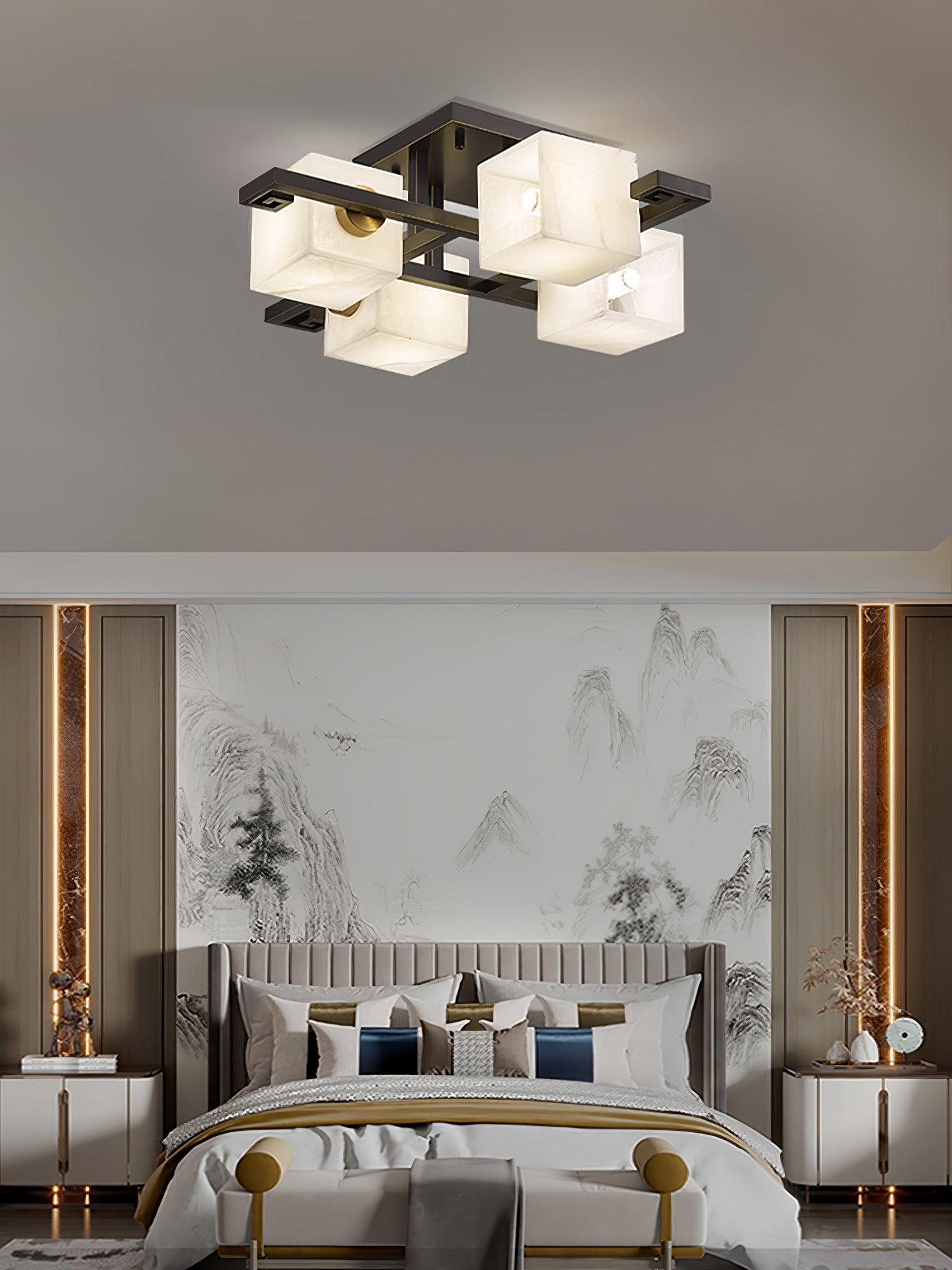 Cubist Alabaster Cluster Ceiling Lamp - by Blushlighting