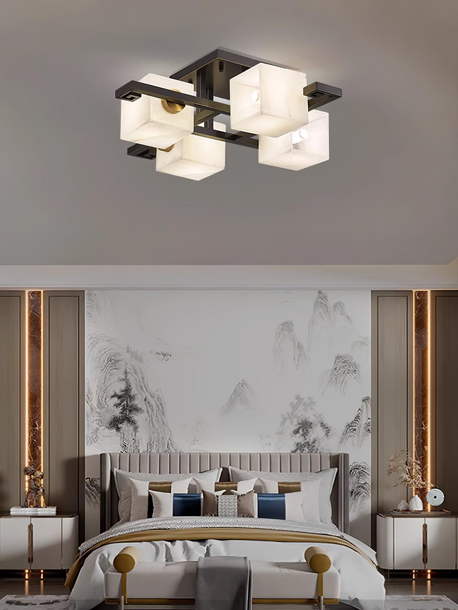 Cubist Alabaster Cluster Ceiling Lamp - by Blushlighting
