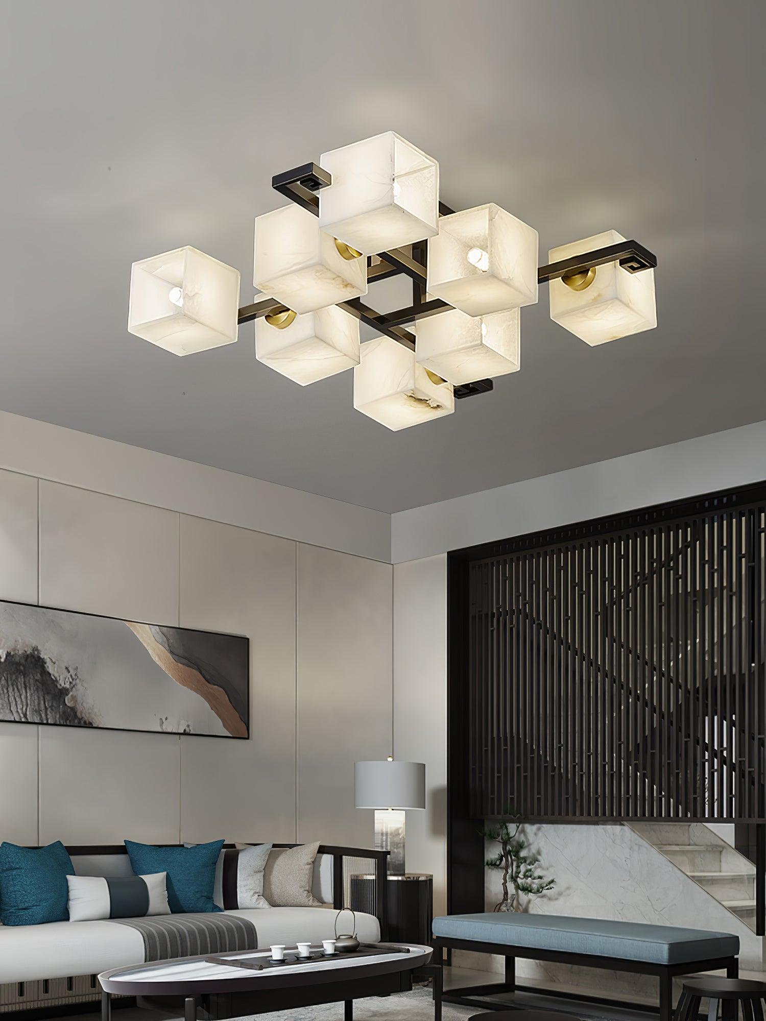Cubist Alabaster Cluster Ceiling Lamp - by Blushlighting