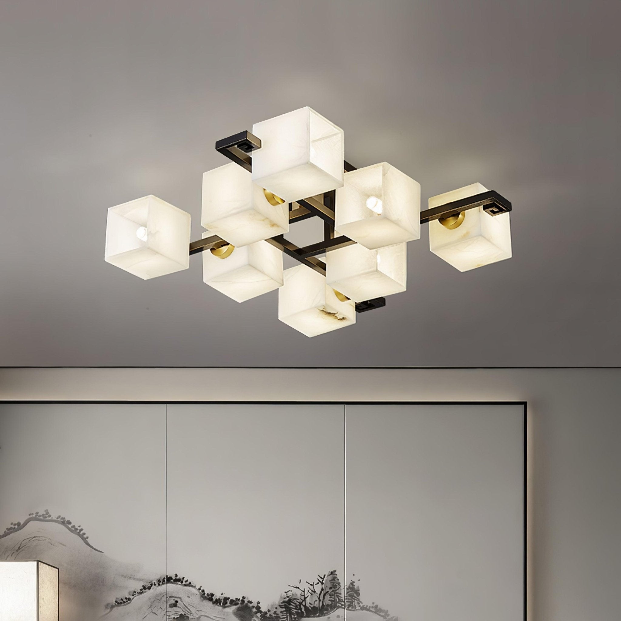Cubist Alabaster Cluster Ceiling Lamp - by Blushlighting