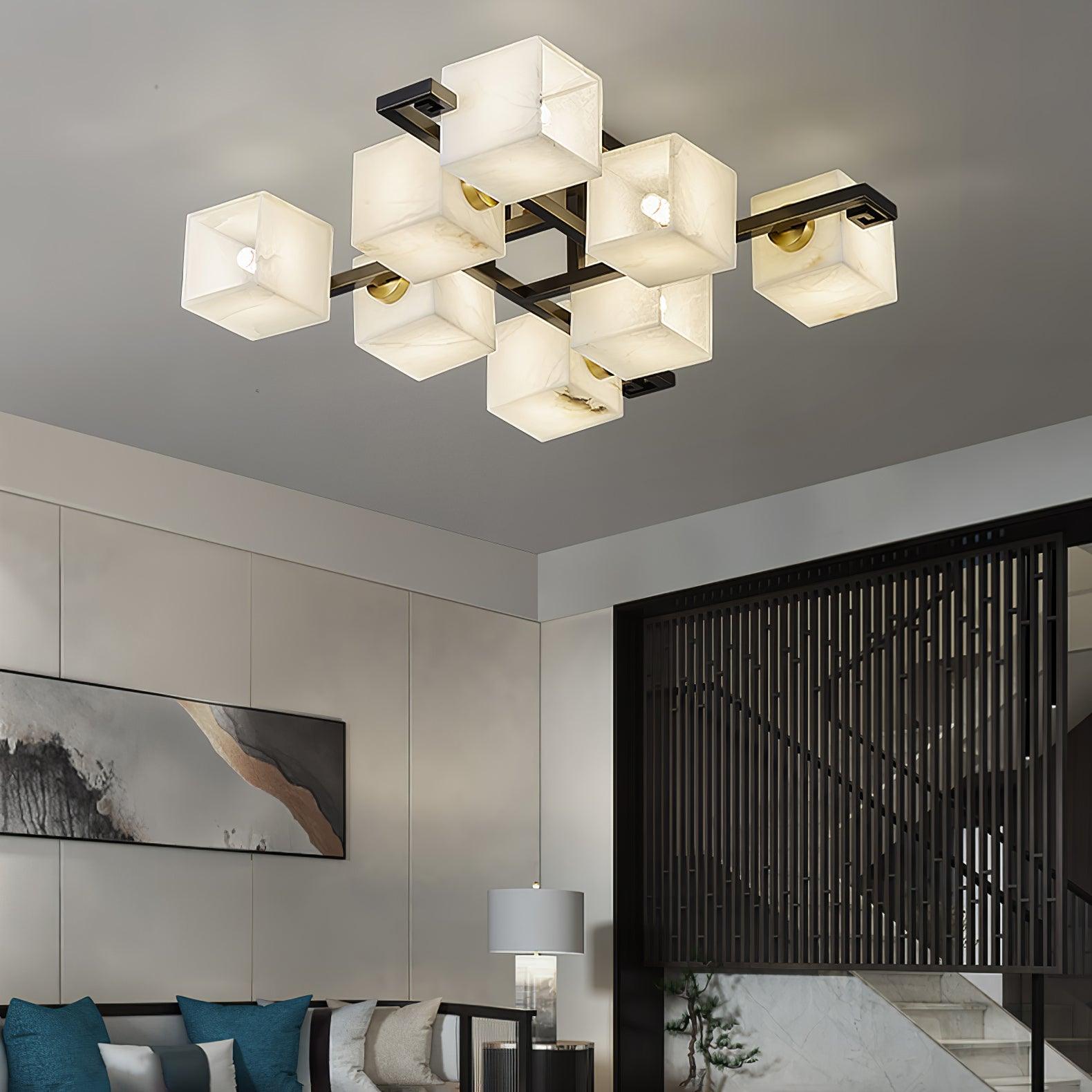 Cubist Alabaster Cluster Ceiling Lamp - by Blushlighting