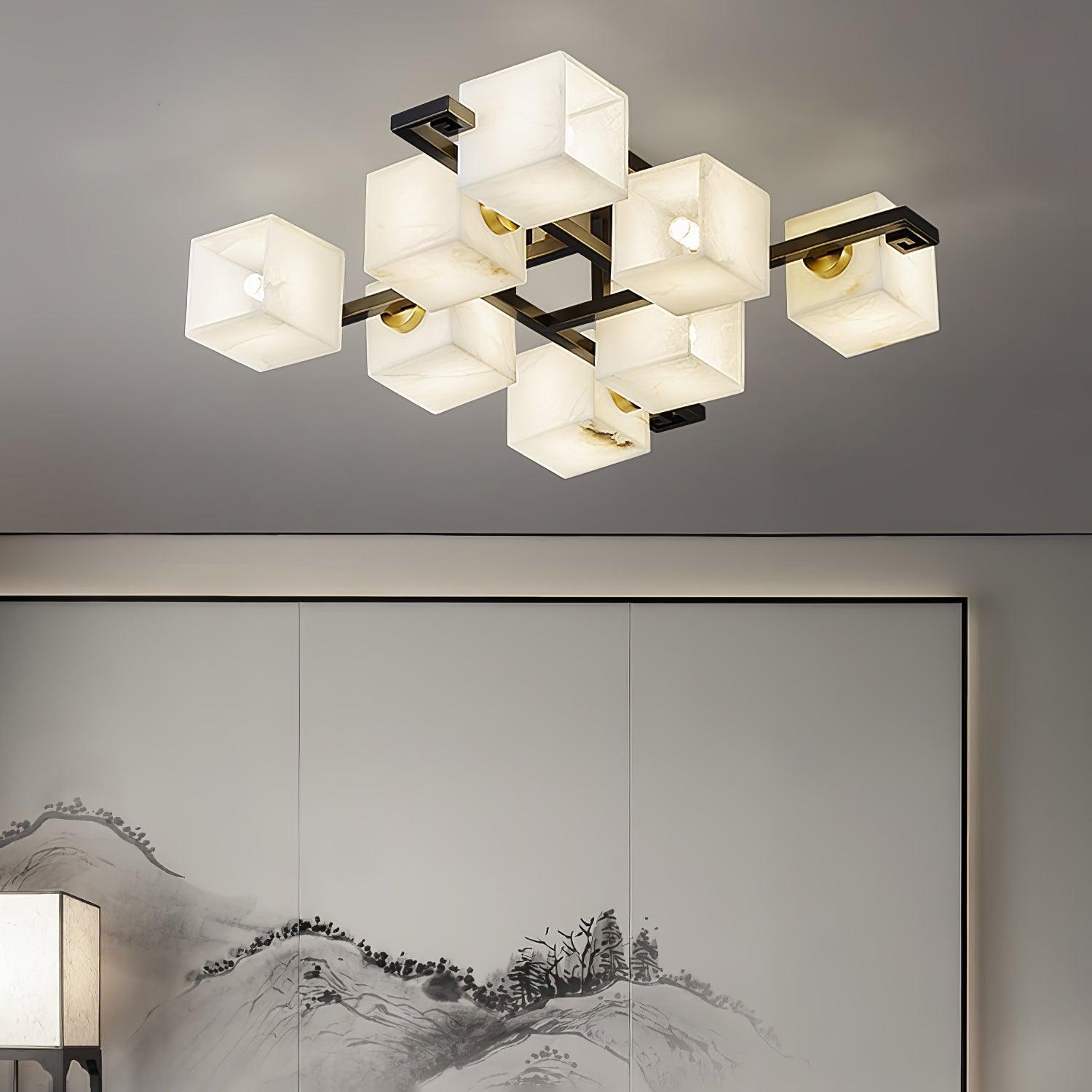 Cubist Alabaster Cluster Ceiling Lamp - by Blushlighting