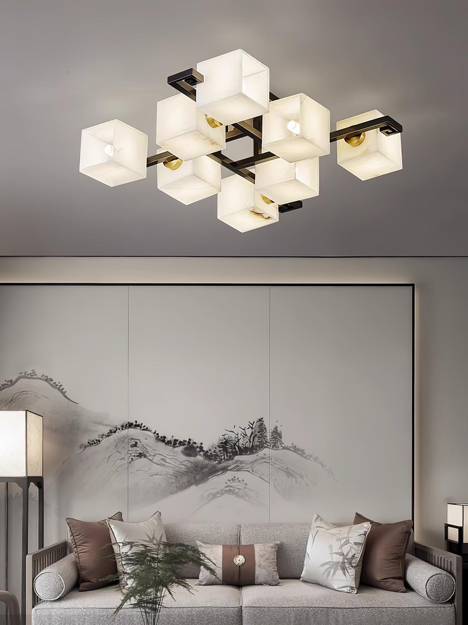 Cubist Alabaster Cluster Ceiling Lamp - by Blushlighting