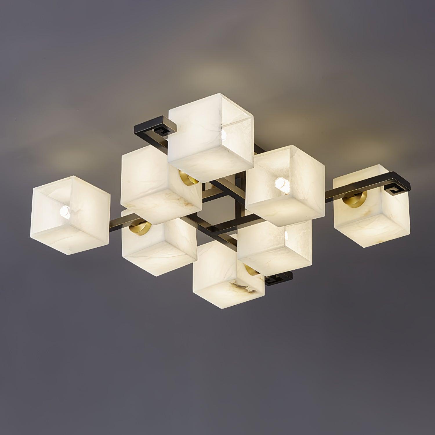 Cubist Alabaster Cluster Ceiling Lamp - by Blushlighting