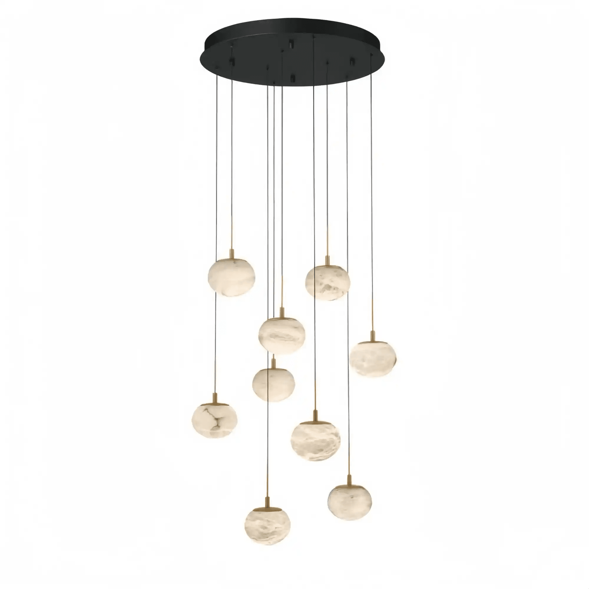 Cudor Round LED Chandelier - Matte Black9 LightBlushlighting