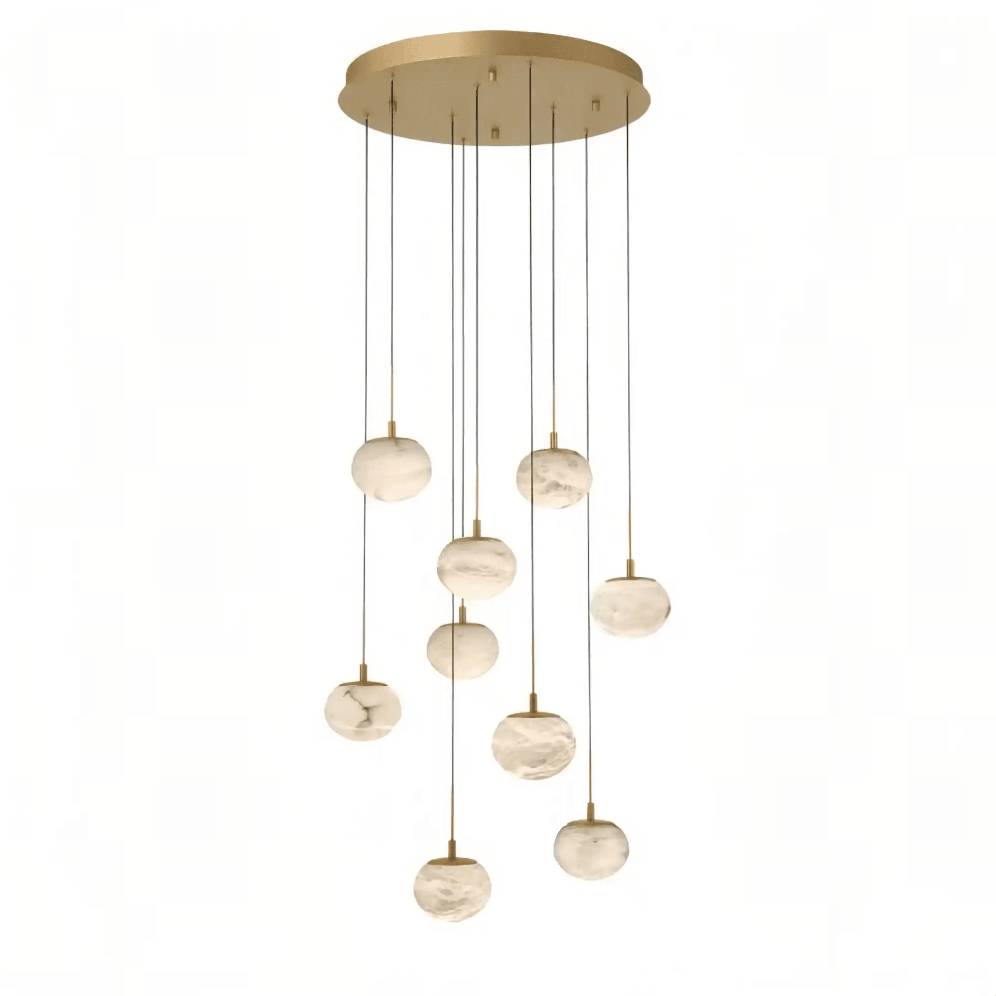 Cudor Round LED Chandelier - Antique Brass9 LightBlushlighting