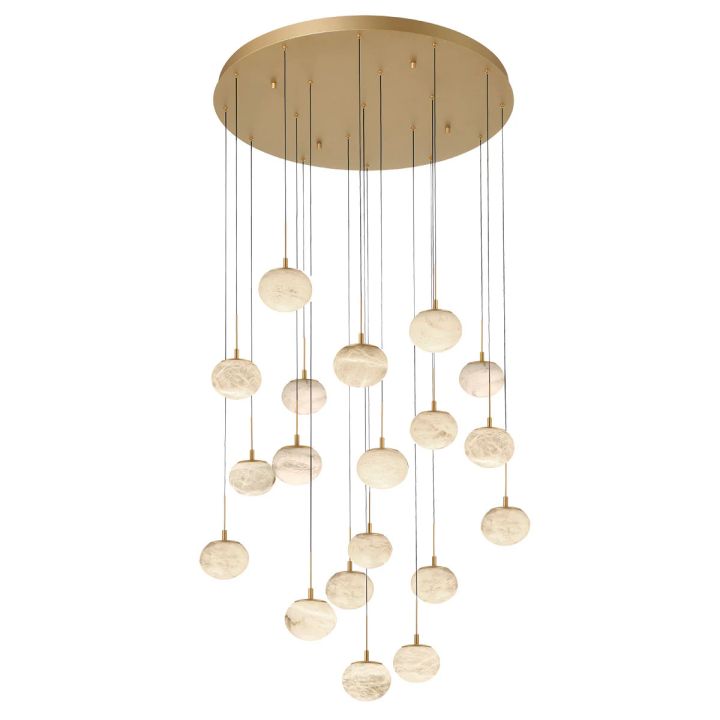 Cudor Round LED Chandelier-Chandelier-Antique Brass-19 Light-Blushlighting