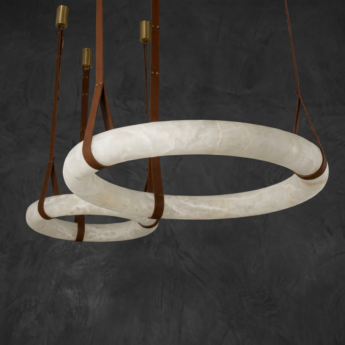 Alabaster Ring Chandelier in a dining room