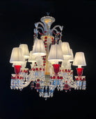 Custom Made Lustre 12 Lights Clear & Red Crystal Chandelier in Gold - Blushlighting