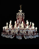 Customize 40 Lights Zanith Chandelier Clear & Red Crystal Lighting - Blushlighting