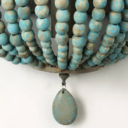 Blushlighting® Retro blue/white wooden bead decorative wall lamp for bedroom, corridor, restaurant