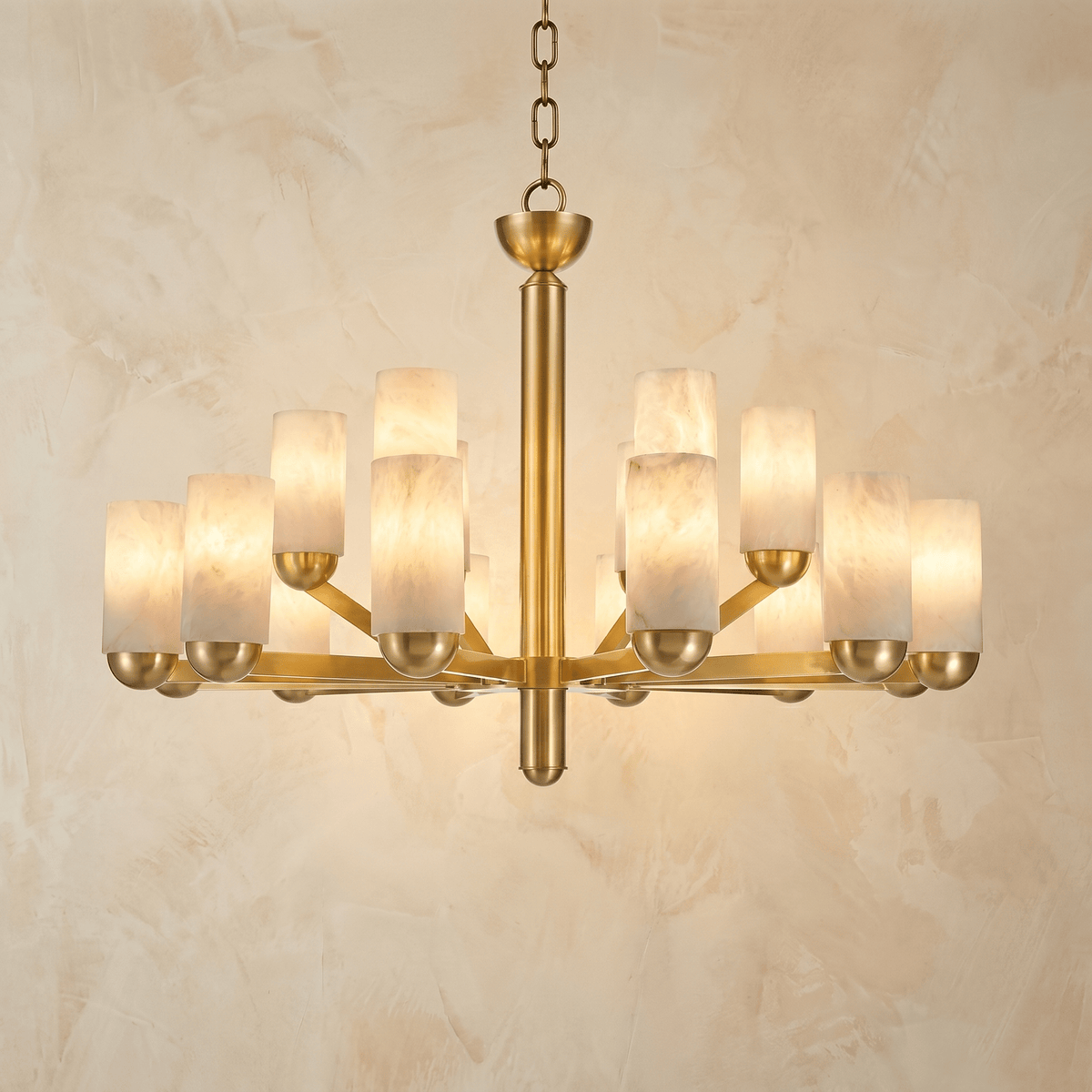 Cylinder Shade Alabaster Pendant Light - Ø40.2" × H29.5" (Ø102 × H75 cm)Blushlighting