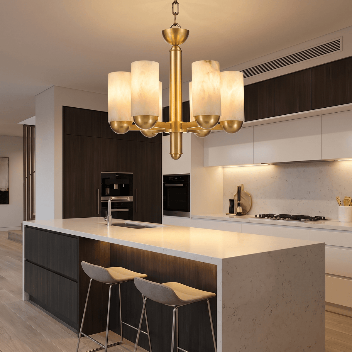 Cylinder Shade Alabaster Pendant Light - Ø40.2" × H29.5" (Ø102 × H75 cm)Blushlighting
