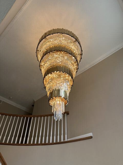 Extra Large Modern Multilayer Pendant Chandelier in Gold Finish Luxury Light Fixture for Large Staircase/Duplex/Hallway/Entryway