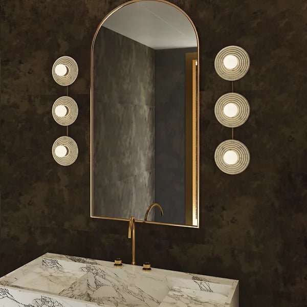Dahlia Alabaster LED Vanity Light - Bronze2 LightBlushlighting