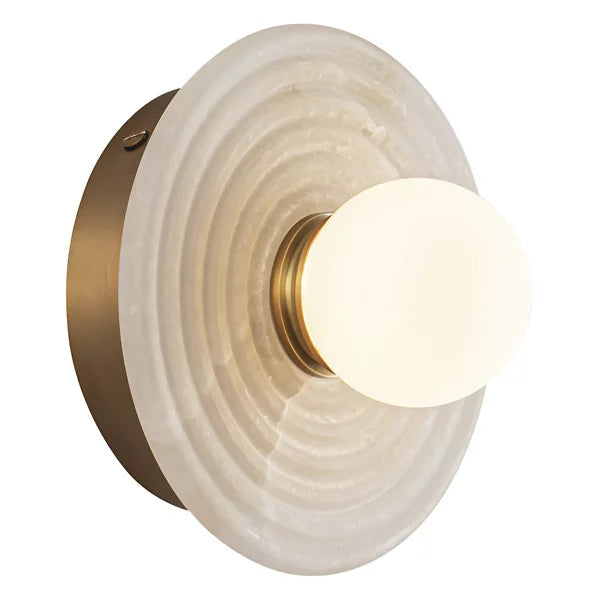 Dahlia Alabaster LED Wall Sconce-Blushlighting-Vintage Brass-Blushlighting