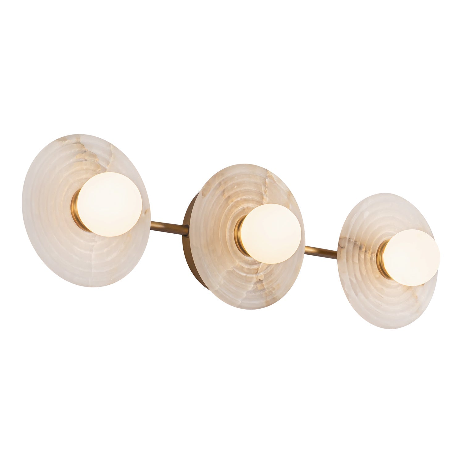 Dahlia Triple Alabaster Wall Sconce-Vintage Brass-Blushlighting
