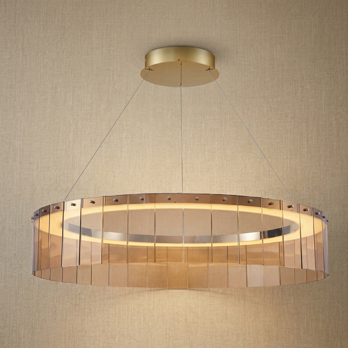 Dalton Glass Circular Chandelier 39" - Blushlighting