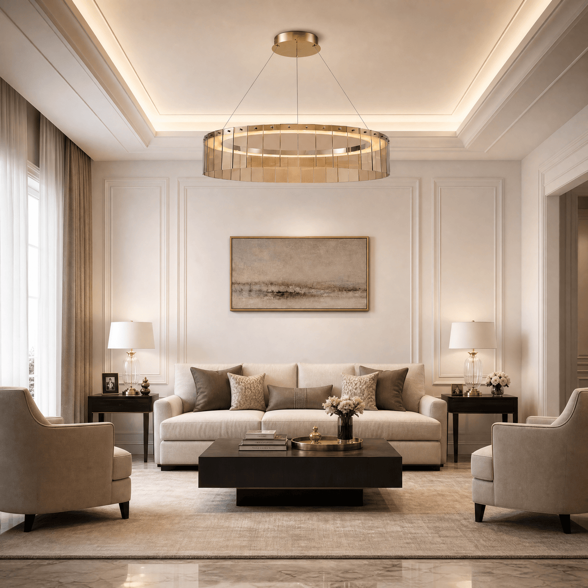 Dalton Glass Circular Chandelier 39" - Blushlighting