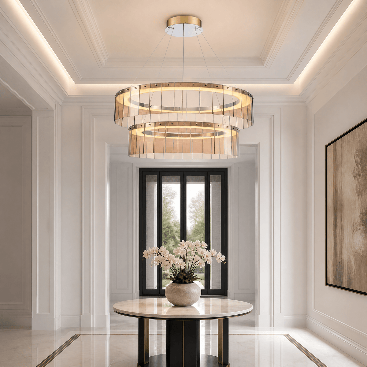 Dalton Glass Tiered Chandelier 39" - Blushlighting