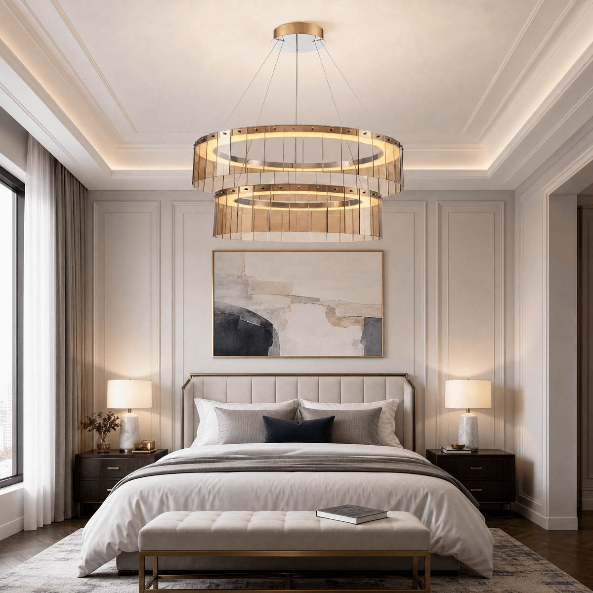 Dalton Glass Tiered Chandelier 39" - Blushlighting