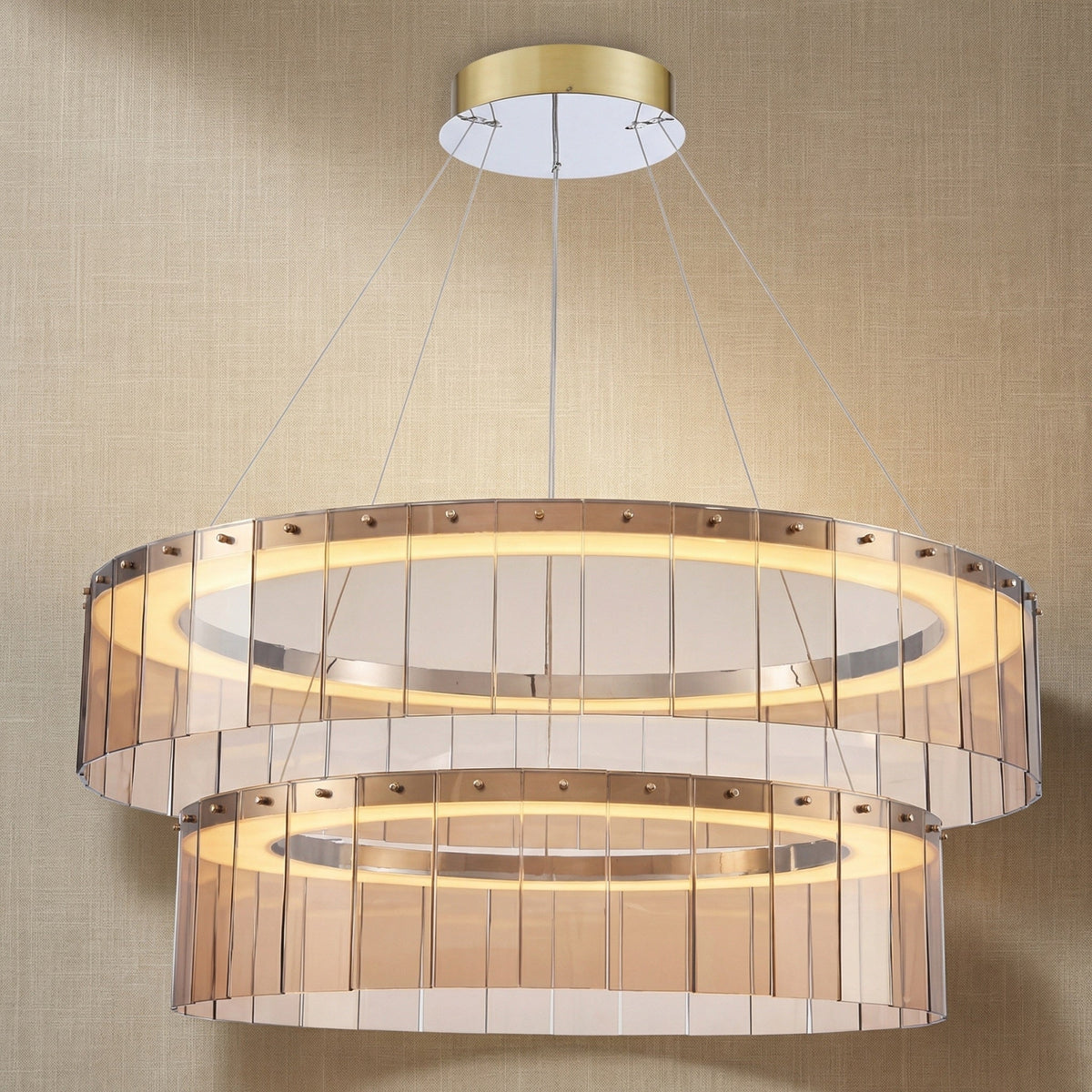 Dalton Glass Tiered Chandelier 39" - Blushlighting