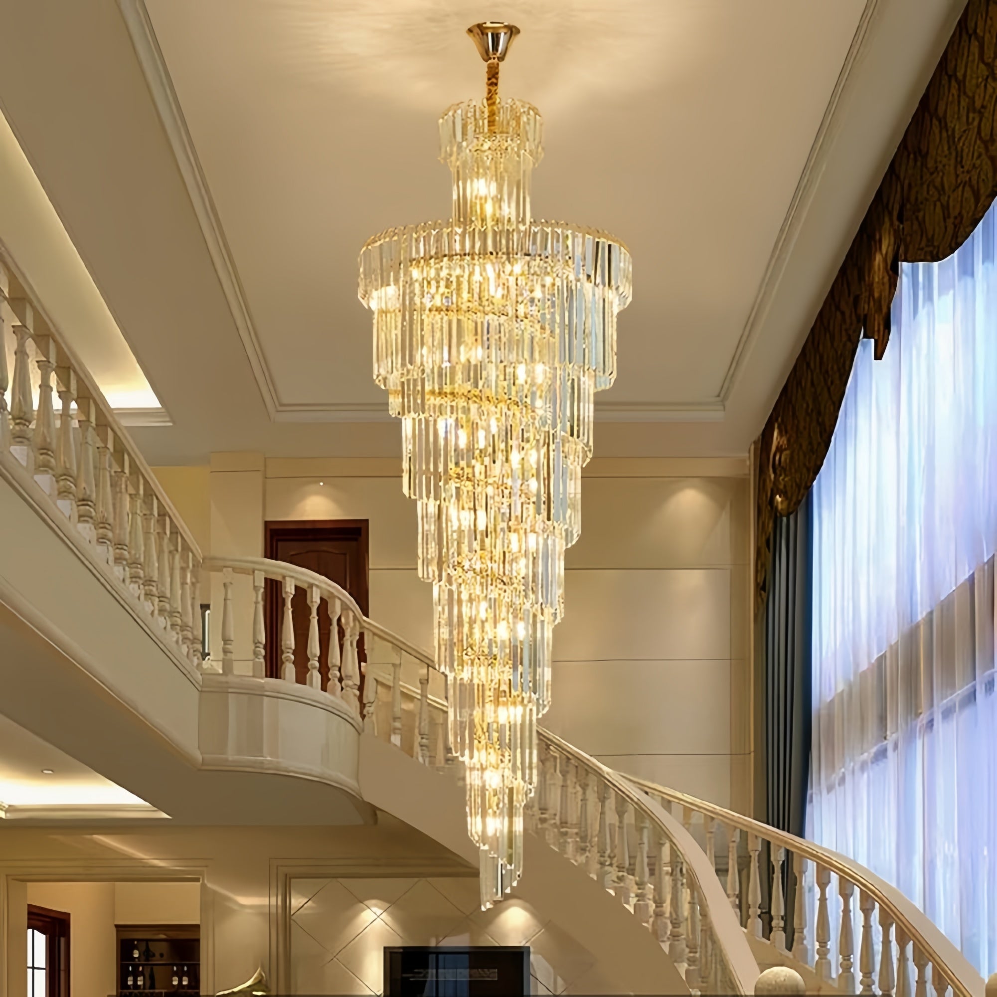 Danilo Multiple Tier Crystal Chandelier - Diameter ( 15.8 in ) x Height ( 47.3 in )Blushlighting