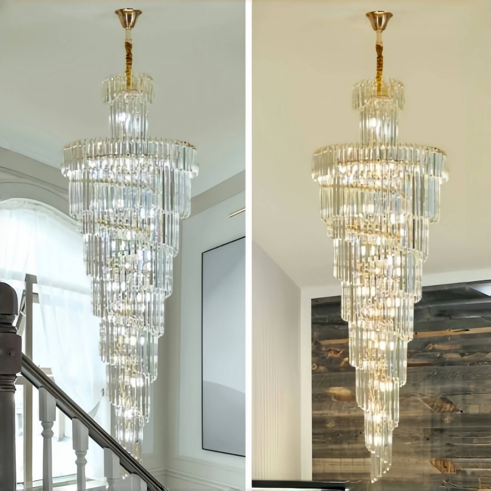 Danilo Multiple Tier Crystal Chandelier - Diameter ( 15.8 in ) x Height ( 47.3 in )Blushlighting
