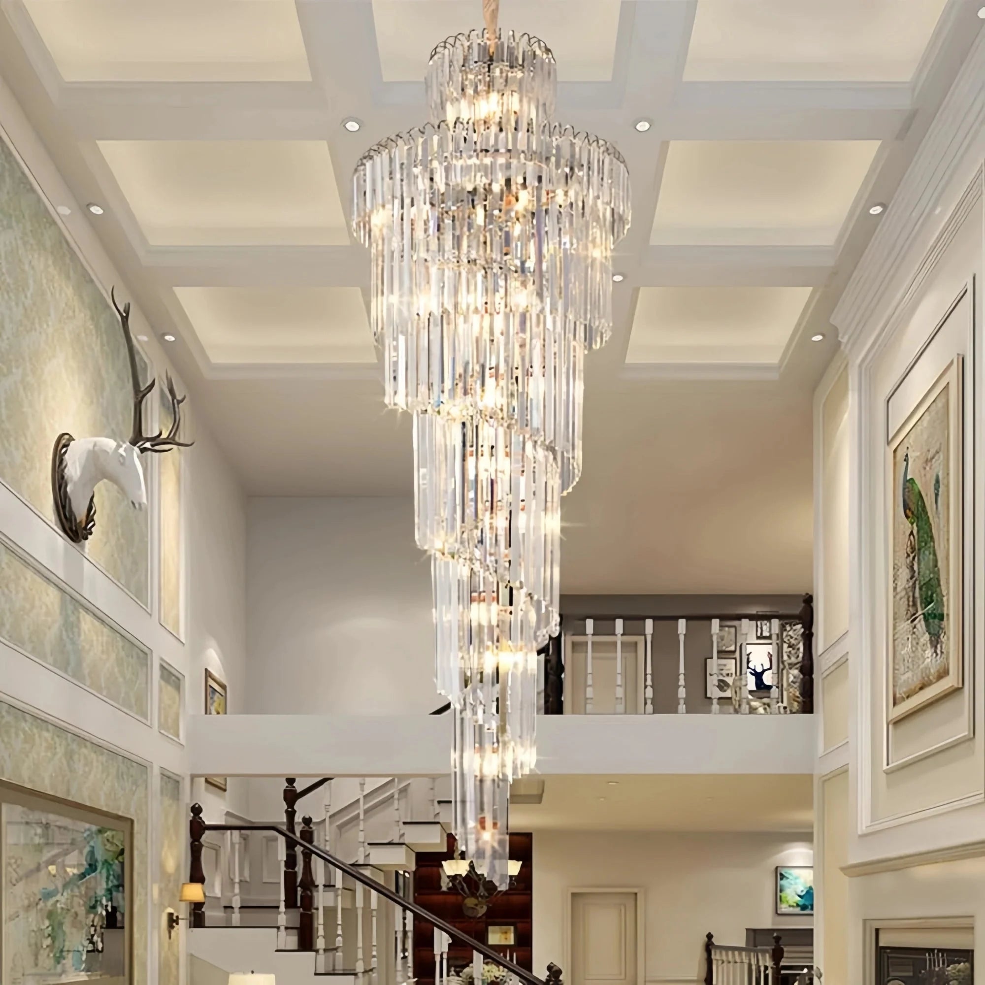 Danilo Multiple Tier Crystal Chandelier - Diameter ( 15.8 in ) x Height ( 47.3 in )Blushlighting