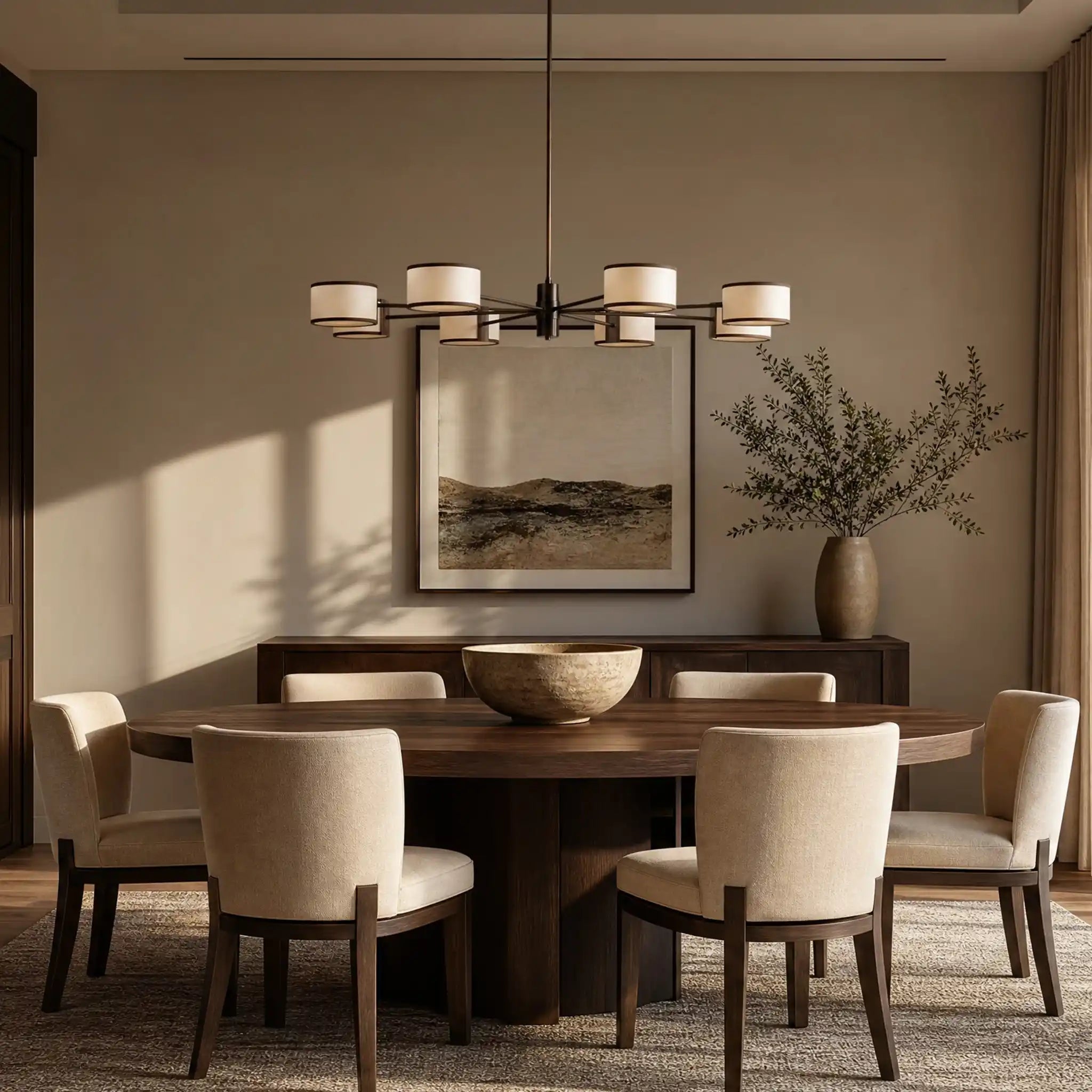 Daphne Round Chandelier 48''60'' - 48"Black & WhiteBlushlighting