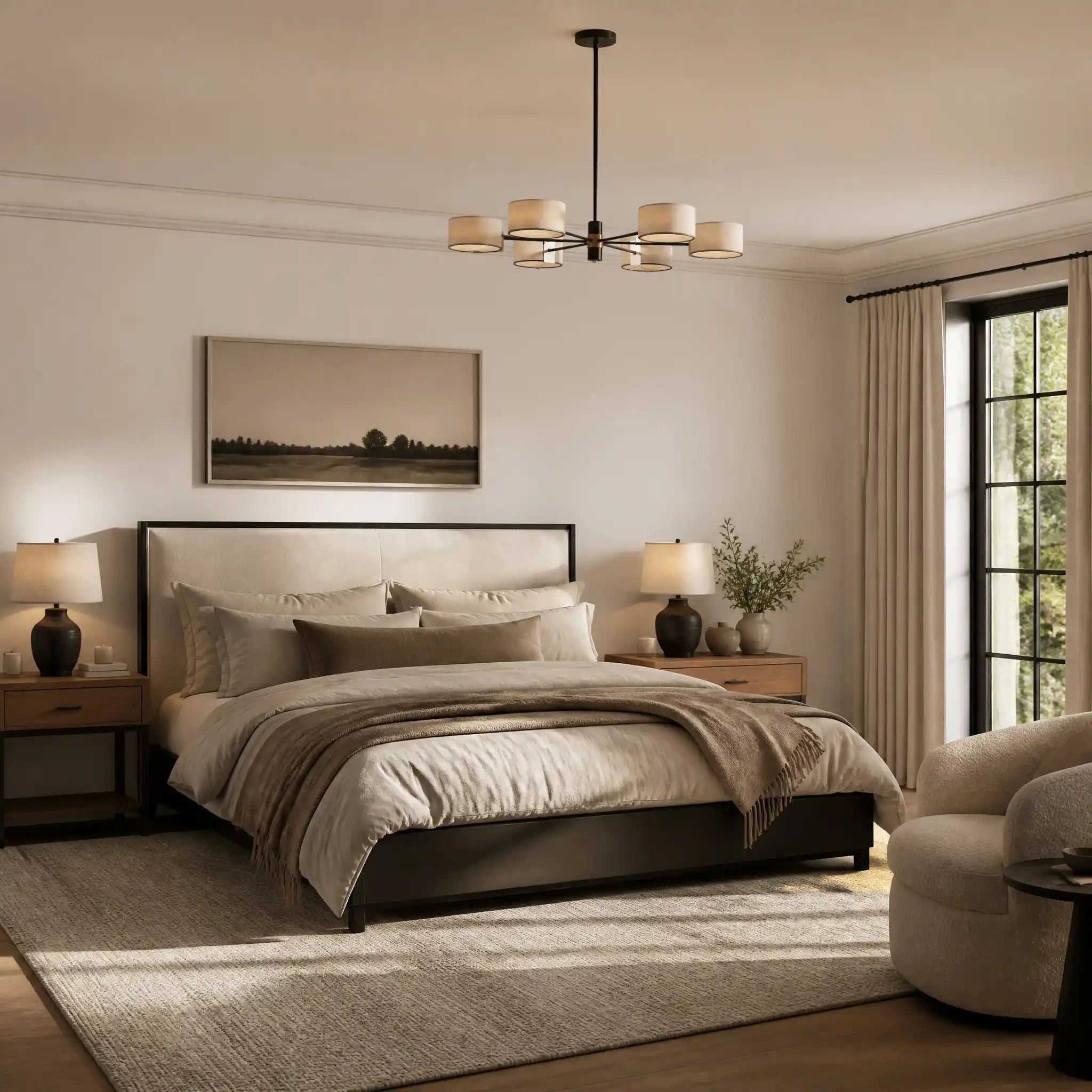 Daphne Round Chandelier 48''60'' - 60"Black & WhiteBlushlighting