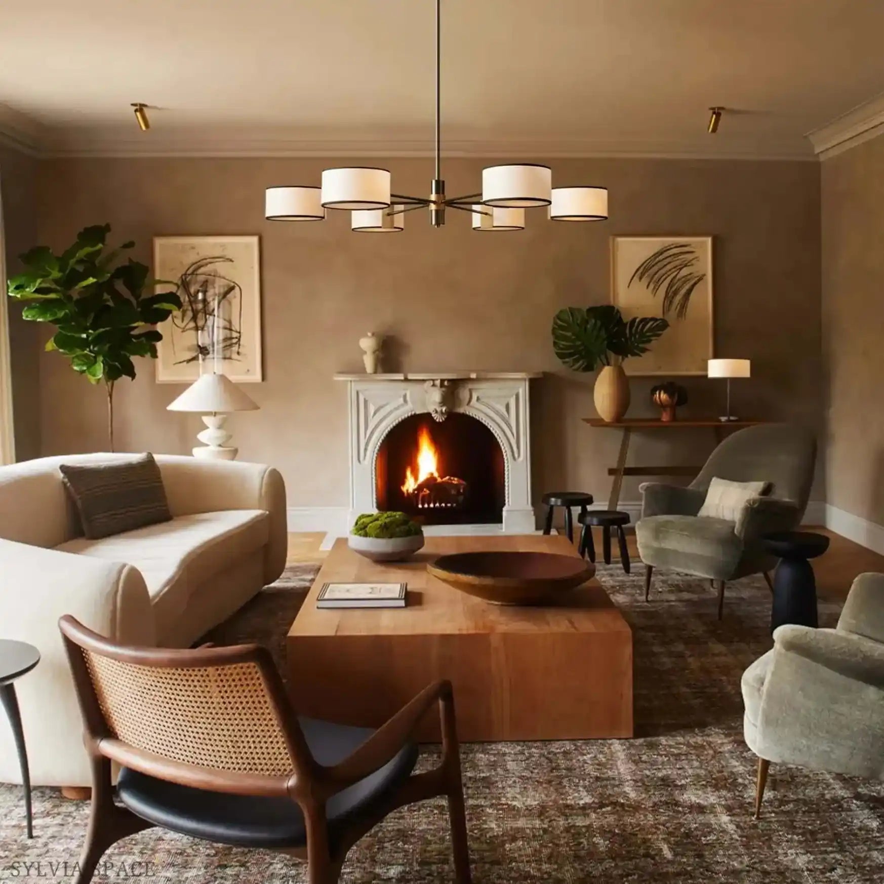 Daphne Round Chandelier 48''60'' - 48"Black & WhiteBlushlighting