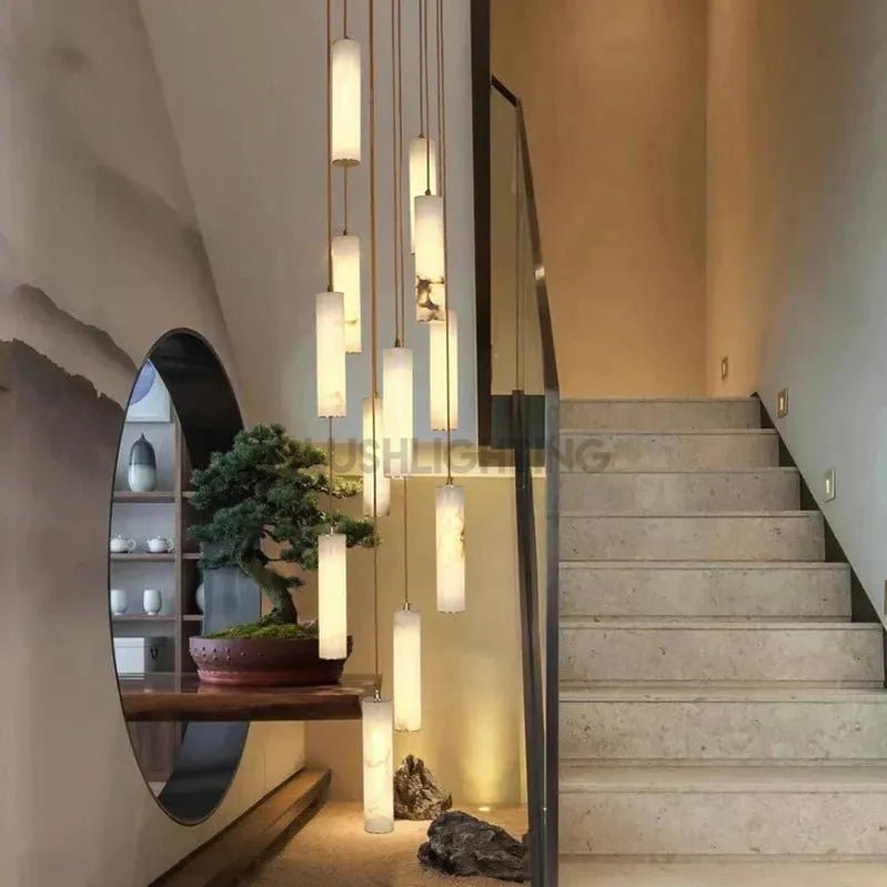 Darlen Modern Staircase Chandelier - 6 LightsRemote Control (Dimmable)Blushlighting