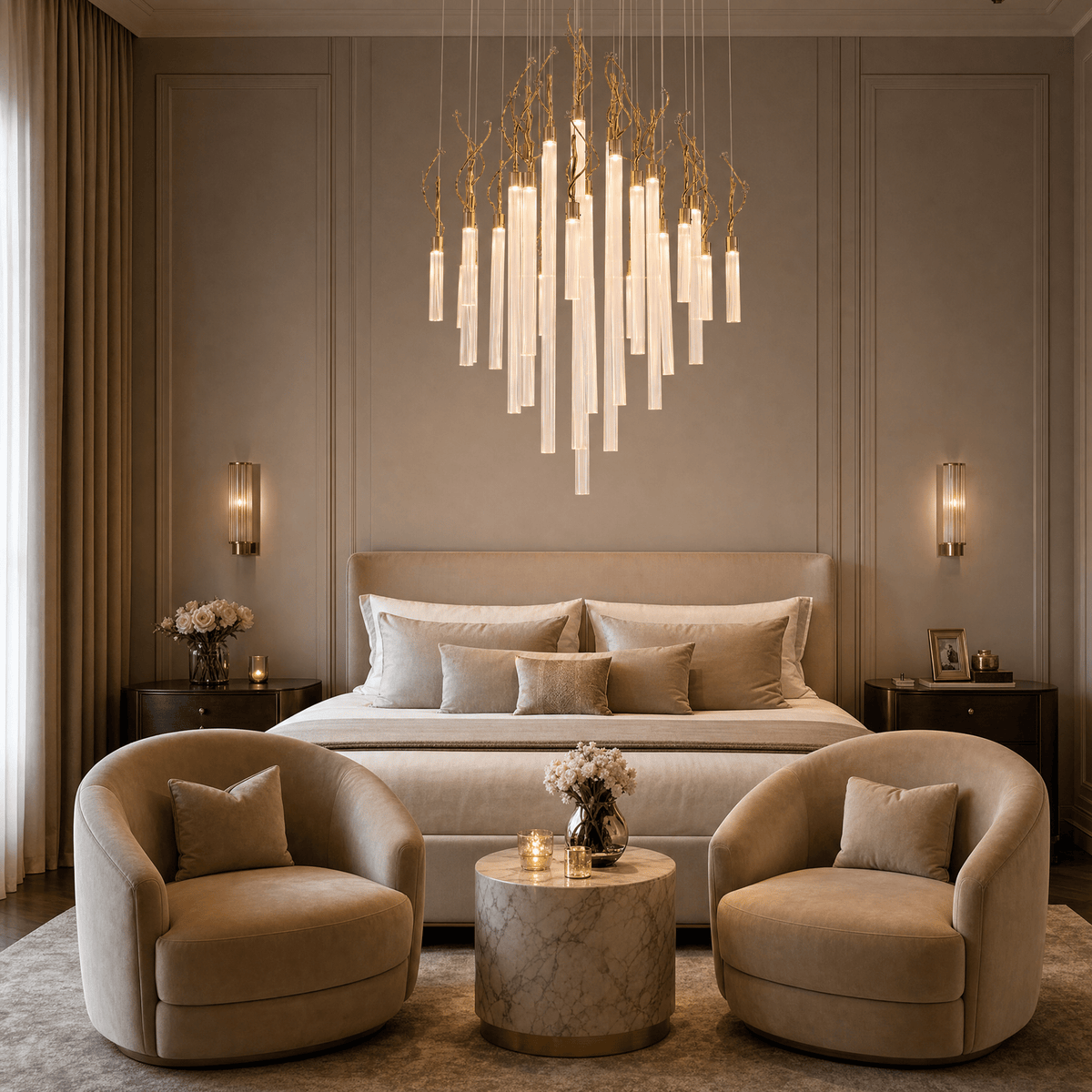 Davina Modern Glass Round Chandelier 47" - Blushlighting