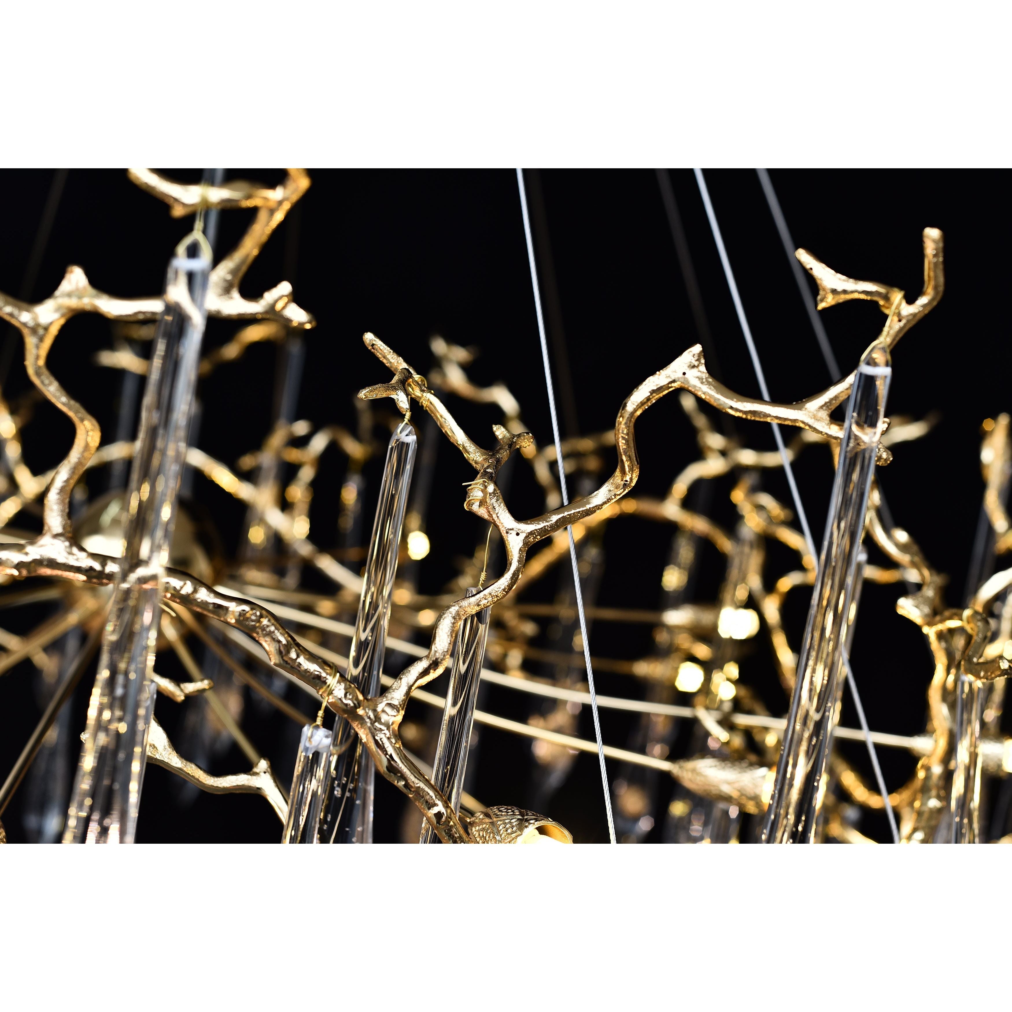 Dawn Teardrop Branch Brass Round Chandelier - 26" diameterClear GlassBlushlighting