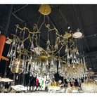 Dawn Teardrop Branch Brass Round Chandelier - 26" diameterClear GlassBlushlighting