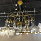 Dawn Teardrop Branch Brass Round Chandelier - 26" diameterClear GlassBlushlighting