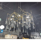 Dawn Teardrop Branch Brass Round Chandelier - 26" diameterClear GlassBlushlighting