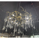 Dawn Teardrop Branch Brass Round Chandelier - 26" diameterClear GlassBlushlighting