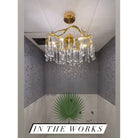 Dawn Teardrop Branch Brass Round Chandelier - 26" diameterClear GlassBlushlighting