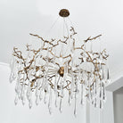 Dawn Teardrop Branch Brass Round Chandelier - 26" diameterClear GlassBlushlighting