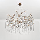 Dawn Teardrop Branch Brass Round Chandelier - 26" diameterClear GlassBlushlighting