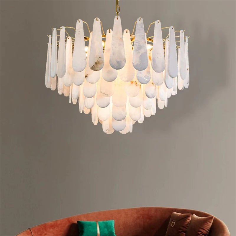 Deborah Alabaster Foyer Chandelier Lighting, Luxury Modern Lighting - D 21.7"Blushlighting