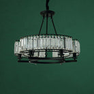 Decorative 6/ 8/ 10/ 12 - Light Crystal Ceiling Chandelier Triangular Prism Island Light Fixture Metal Shade for Living Room - 6 Lights/ D23.6"*H19.7"BlackWarm LightBlushlighting