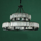 Decorative 6/ 8/ 10/ 12 - Light Crystal Ceiling Chandelier Triangular Prism Island Light Fixture Metal Shade for Living Room - 2 Layers/ 12+6 Lights/ D41.3"*H29.5"/37kgBlackWarm LightBlushlighting