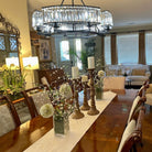 Decorative 6/ 8/ 10/ 12 - Light Crystal Ceiling Chandelier Triangular Prism Island Light Fixture Metal Shade for Living Room - 8 Lights/ D31.5"*H20.1"/24.3kgBlackWarm LightBlushlighting