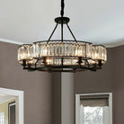 Decorative 6/ 8/ 10/ 12 - Light Crystal Ceiling Chandelier Triangular Prism Island Light Fixture Metal Shade for Living Room - 8 Lights/ D31.5"*H20.1"/24.3kgBlackWarm LightBlushlighting