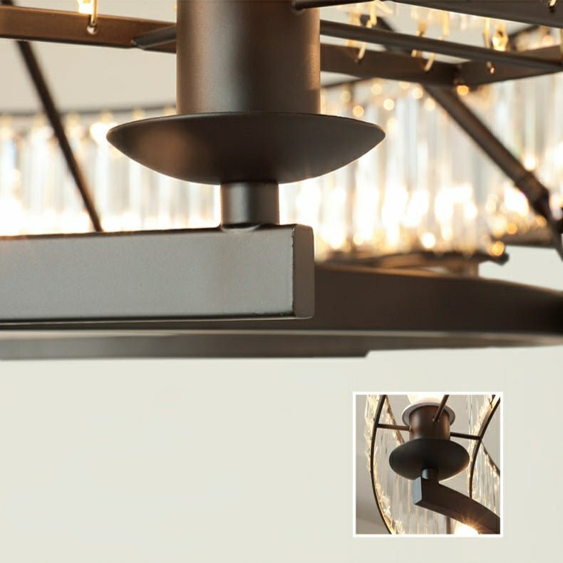Decorative 6/ 8/ 10/ 12 - Light Crystal Ceiling Chandelier Triangular Prism Island Light Fixture Metal Shade for Living Room - 2 Layers/ 12+6 Lights/ D41.3"*H29.5"/37kgGoldWarm LightBlushlighting